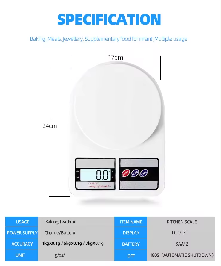 Hot Sale Kitchen Scale 10kg SF-400 Household scale Food Weight Electronic Kitchen Scale