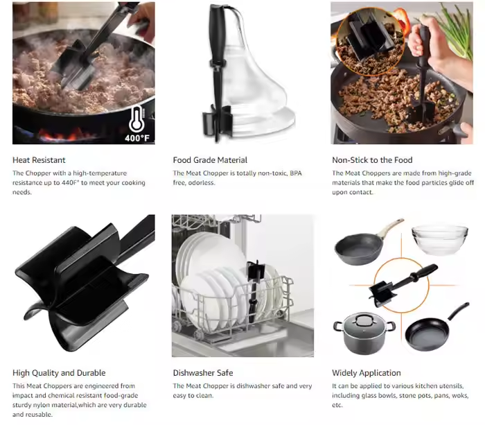 Multifunctional mixing Meat Chopper Heat Resistant Ground Beef Masher Nylon hamburger Meat Chopper